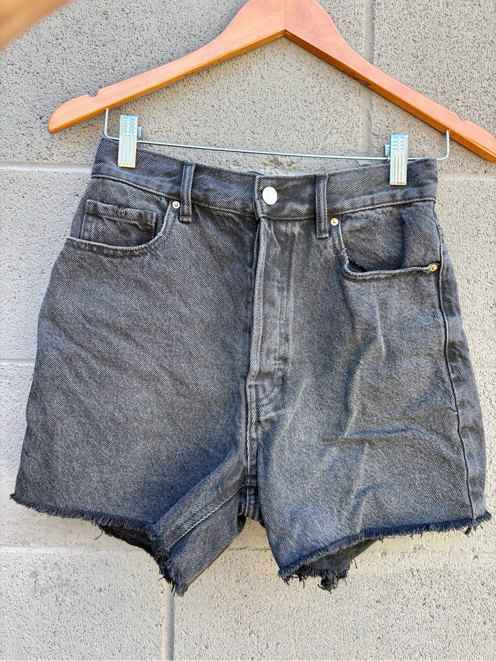 PacSun Washed Black High-Rise Denim Shorts